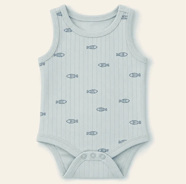 Fish print bodysuit, mint
