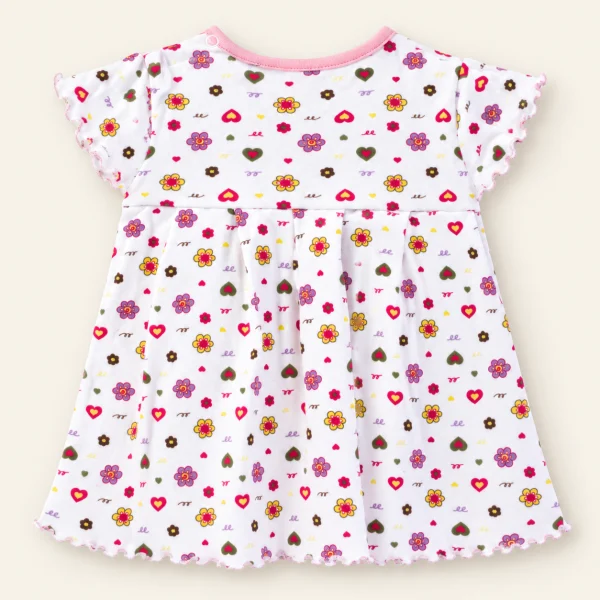 White floral print cotton dress, baby size 3–6 months, back