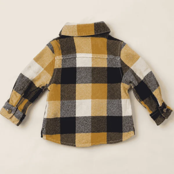Primark mustard checked flannel shirt, baby size 3–6 months, back