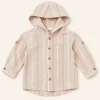 Pepco Baby oatmeal striped hooded shirt, baby size 12–18 months, front