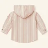 Pepco Baby oatmeal striped hooded shirt, baby size 12–18 months, back