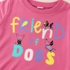 So Cute pink sweatshirt, close-up of the Friend of Dogs print