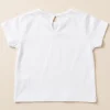 White cotton t-shirt, baby size 0–3 months, back with button fastening