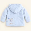 Zipzap2.png Zip Zap light blue velour hooded jacket, baby size 3–6 months, back