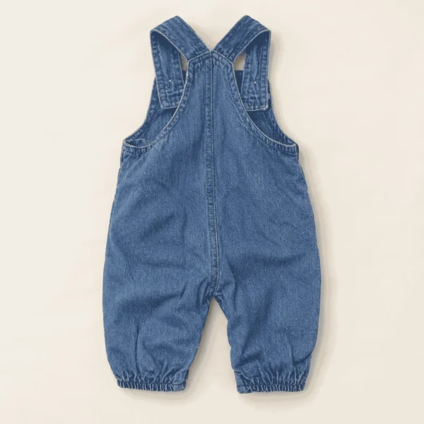 C&A blue denim dungarees, baby size 0–3 months, back