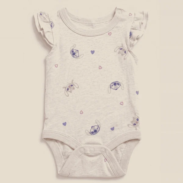 Disney at Pepco cream Stitch print bodysuit from the pinafore set, baby size 0–3 months