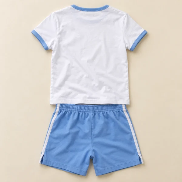 Destination girls' ringer tee and shorts set in white and blue, size 15 years (170 cm), back