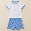 Destination girls' ringer tee and shorts set in white and blue, size 15 years (170 cm), front