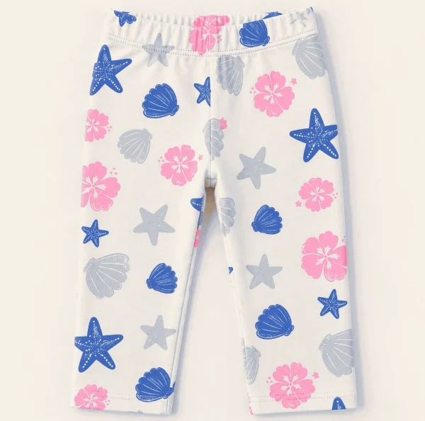 pack_of_1_2.png Pepco Baby white leggings with a pink and blue shell and starfish print, baby size 9–12 months