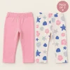 packof1.png Pepco Baby leggings 2-pack in plain pink and a white sea print, baby size 9–12 months