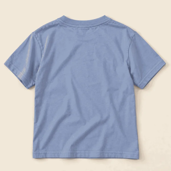 Destination blue Pawsitive t-shirt, kids size 10–12 years, back