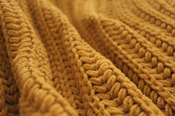 Chunky mustard knit with visible character