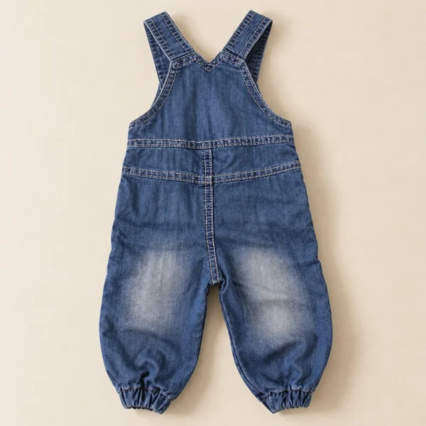 SANI denim dungarees in blue, size 6 months (68 cm), back with elasticated ankles