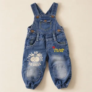 Panda denim dungarees, blue