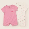 Pepco Baby cherry romper 2-pack in pink and white cherry print, baby size 3–6 months