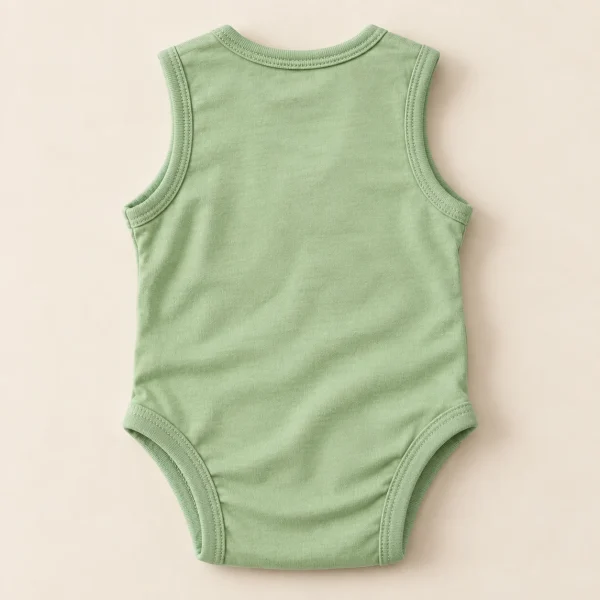 So Cute sleeveless bodysuit in sage green, size 0–3 months (56 cm), back
