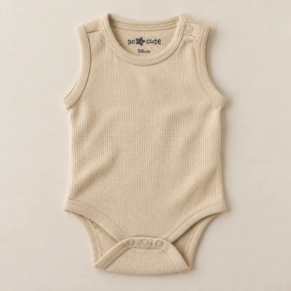 Waffle-knit bodysuit, oatmeal