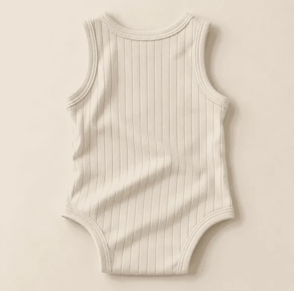 Pepco cream ribbed bodysuit, baby size 0–3 months, back