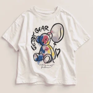 Pepco off-white oversized t-shirt with a teddy bear print, teen size, front
