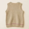 velke1-1.png Pepco oatmeal knit tank with a pink stripe hem, kids size 8–10 years, back