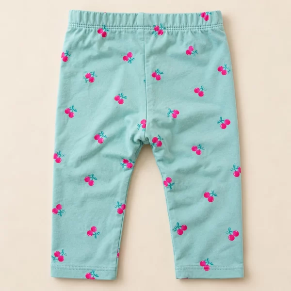 So Cute leggings in mint with pink cherry print, 18–24 months, back view