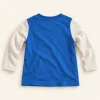 Colour-block long-sleeve tee, blue and purple So Cute colour-block long-sleeve tee in blue and purple, 6–9 months, plain blue back with oatmeal sleeves