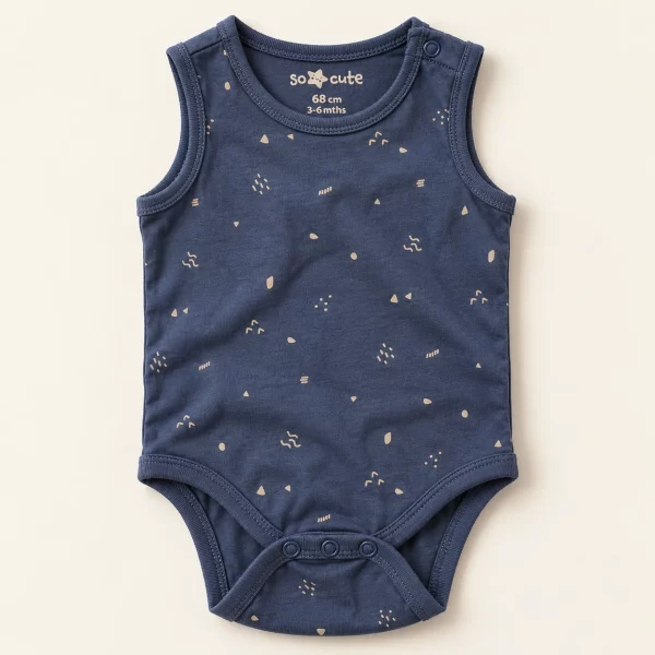 Confetti print sleeveless bodysuit, navy