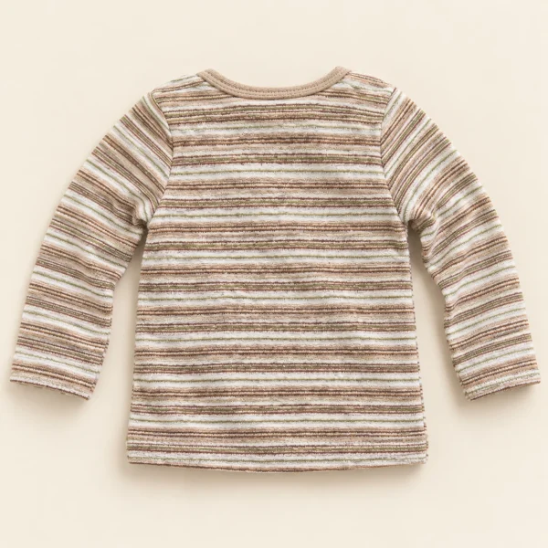 Ergee long-sleeve top in brown and olive stripes, size 4-6 months (68 cm), back