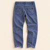 FiTZ slim jeans in navy pinstripe, size 158 cm, back with pockets and leather patch