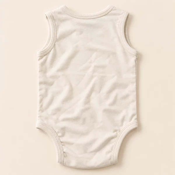 So Cute sleeveless bodysuit in oatmeal, 3–6 months, back view