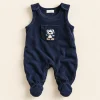 Name It footed cord dungarees in navy, newborn 50 cm, front with stitched puppy pocket and leg poppers