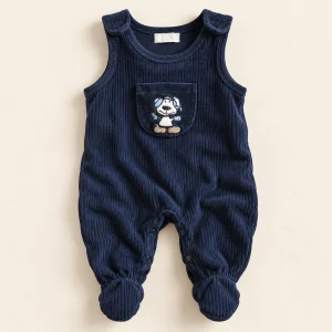 Name It footed cord dungarees in navy, newborn 50 cm, front with stitched puppy pocket and leg poppers