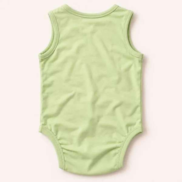 So Cute sleeveless bodysuit in light green, 3–6 months, back view