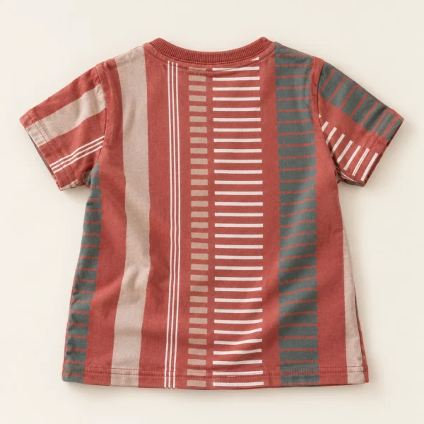 Striped tee, brick red So Cute striped tee in brick red, 9–12 months, back of the vertical stripe pattern
