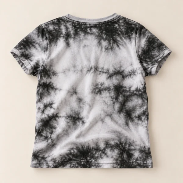FB Sister tie-dye tee in black and grey, teen XS, back of the tie-dye pattern