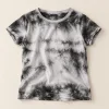 FB Sister tie-dye tee in black and grey, teen XS, front with crew neck and short sleeves