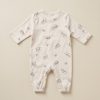 Disney Baby Winnie the Pooh sleepsuit in oatmeal, 0–3 months, back with all-over Pooh sketch print